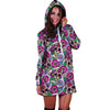 Pink Sugar Skull Floral Hoodie Dress-grizzshop