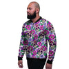 Pink Sugar Skull Floral Men's Bomber Jacket-grizzshop