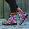 Pink Sugar Skull Floral Men's Boots-grizzshop