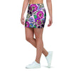 Pink Sugar Skull Floral Mini Skirt-grizzshop