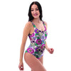 Pink Sugar Skull Floral One Piece Swimsuite-grizzshop