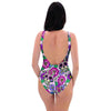 Pink Sugar Skull Floral One Piece Swimsuite-grizzshop