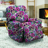 Pink Sugar Skull Floral Recliner Cover-grizzshop