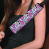 Pink Sugar Skull Floral Seat Belt Cover-grizzshop