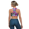 Pink Sugar Skull Floral Sports Bra-grizzshop