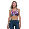 Pink Sugar Skull Floral Sports Bra-grizzshop