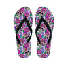 Pink Sugar Skull Floral Women's Flip Flops-grizzshop