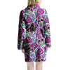 Pink Sugar Skull Floral Women's Robe-grizzshop