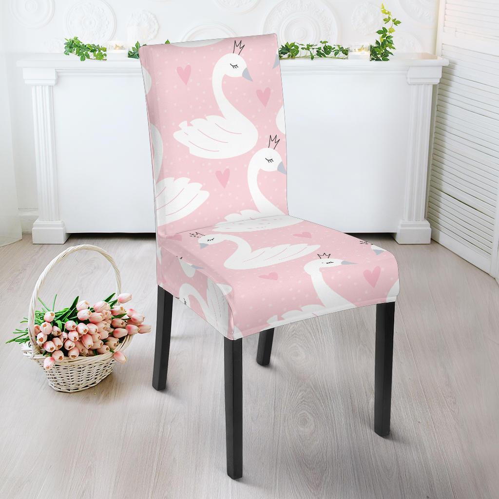 Pink Swan Pattern Print Chair Cover-grizzshop