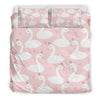 Pink Swan Pattern Print Duvet Cover Bedding Set-grizzshop