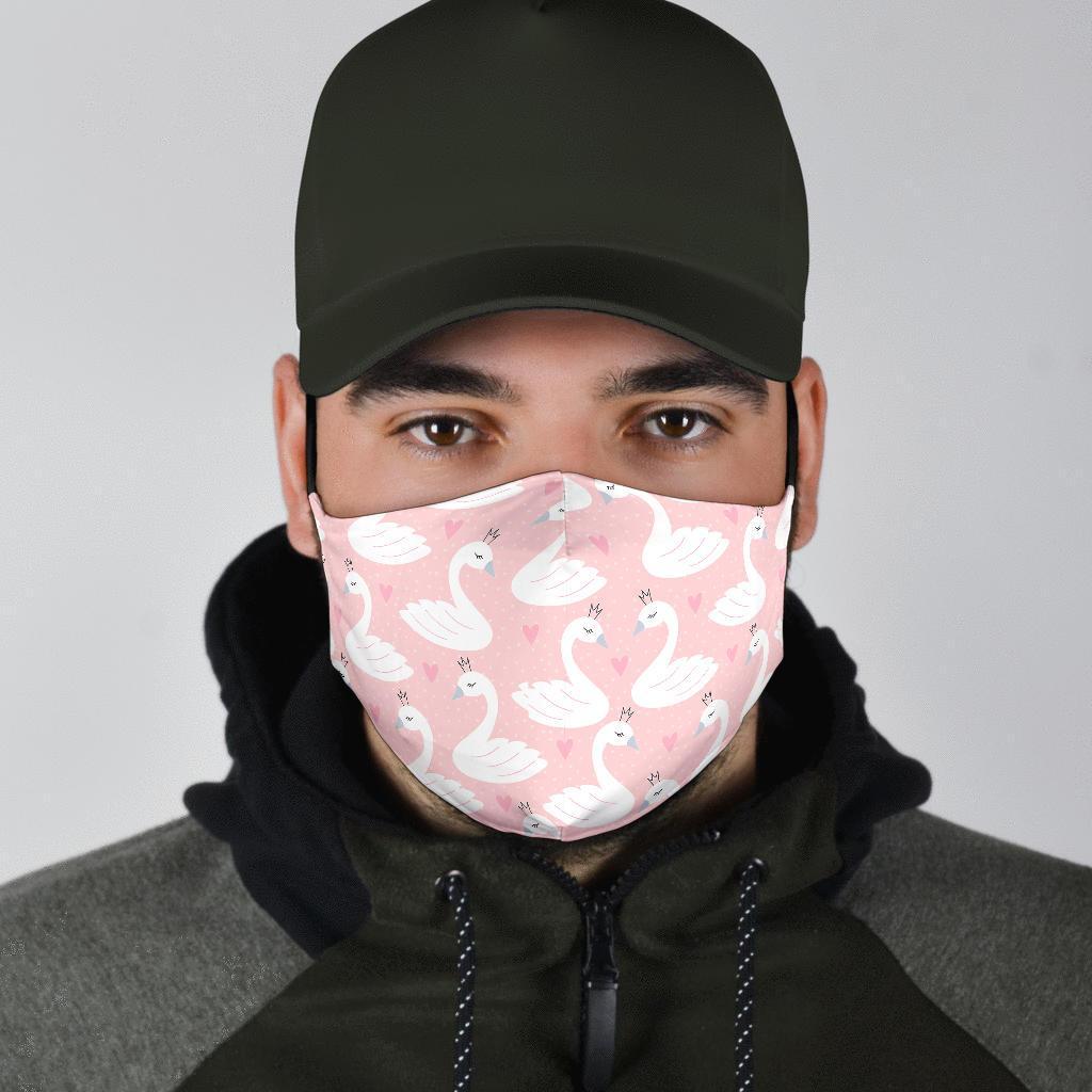 Pink Swan Pattern Print Face Mask-grizzshop