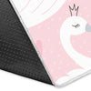 Pink Swan Pattern Print Floor Mat-grizzshop