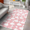 Pink Swan Pattern Print Floor Mat-grizzshop