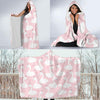 Pink Swan Pattern Print Hooded Blanket-grizzshop