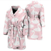 Pink Swan Pattern Print Men Long Robe-grizzshop