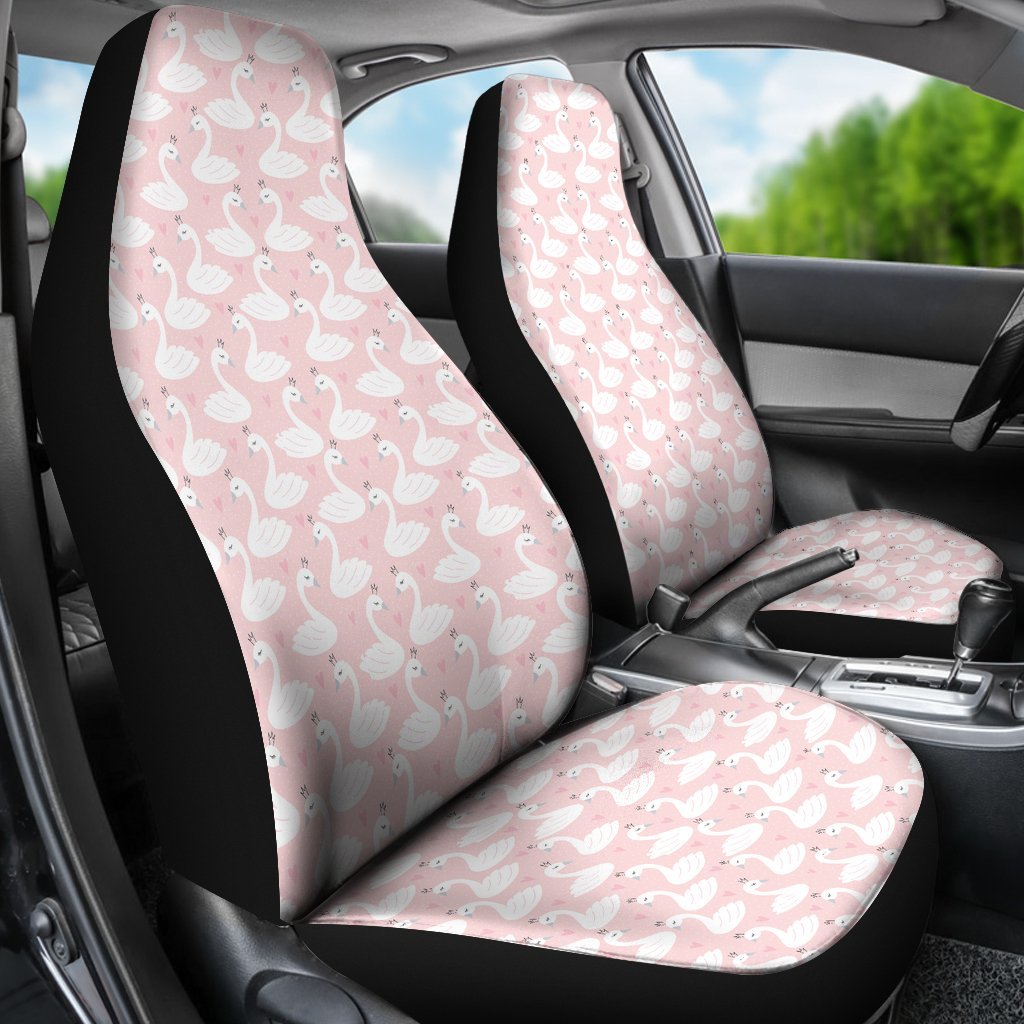 Pink Swan Pattern Print Universal Fit Car Seat Cover-grizzshop