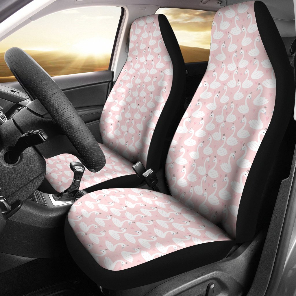 Pink Swan Pattern Print Universal Fit Car Seat Cover-grizzshop