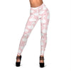 Pink Swan Print Pattern Women Leggings-grizzshop