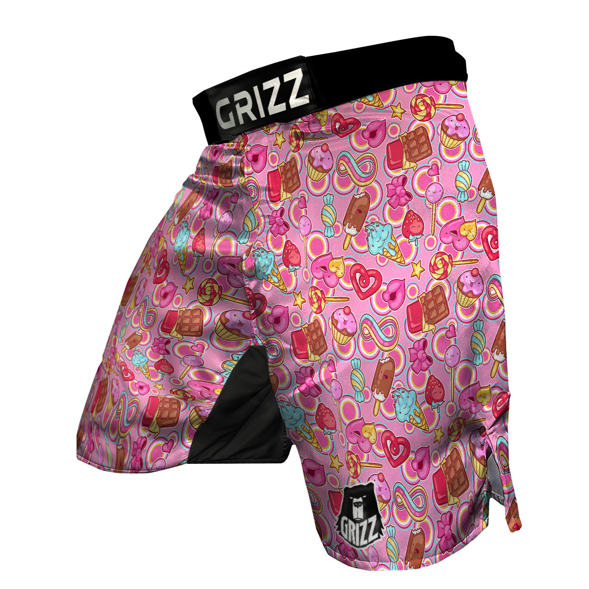 Pink Sweet Candy Print Pattern MMA Shorts-grizzshop