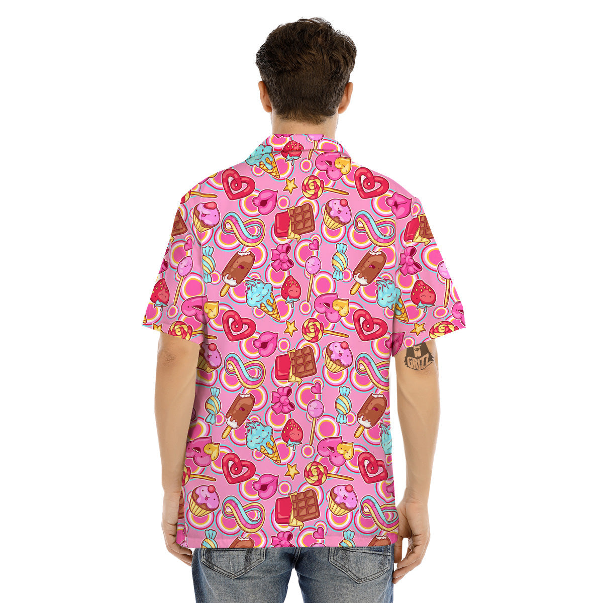 Pink Sweet Candy Print Pattern Men's Hawaiian Shirt-grizzshop