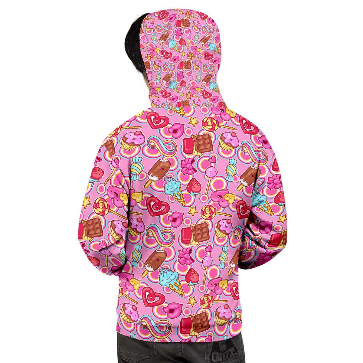 Pink Sweet Candy Print Pattern Men's Hoodie-grizzshop