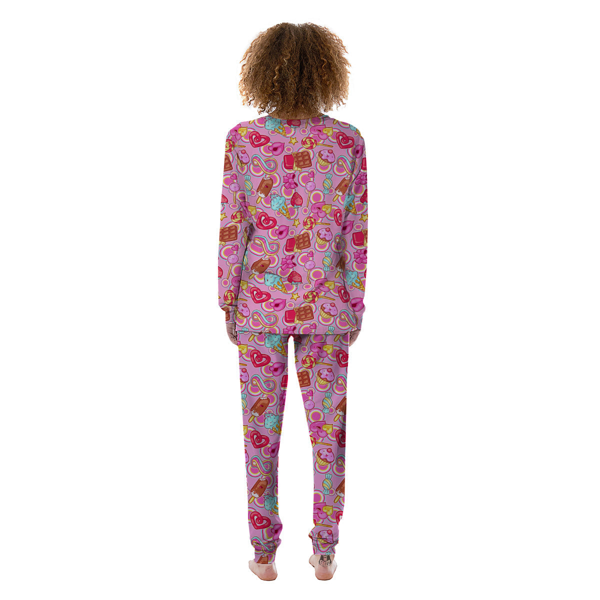 Pink Sweet Candy Print Pattern Women's Pajamas-grizzshop