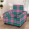 Pink Teal Plaid Tartan Armchair Cover-grizzshop