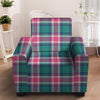 Pink Teal Plaid Tartan Armchair Cover-grizzshop