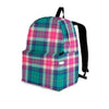 Pink Teal Plaid Tartan Backpack-grizzshop