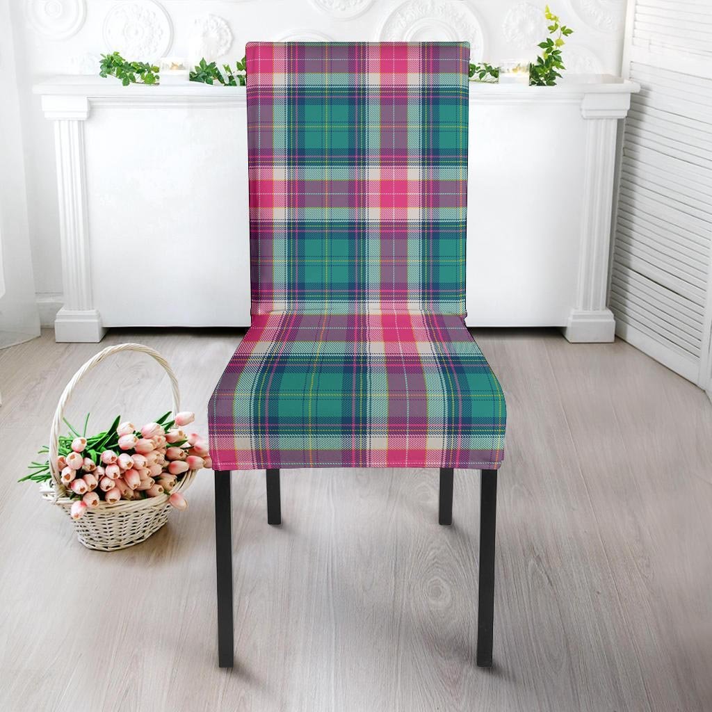 Pink Teal Plaid Tartan Chair Cover-grizzshop