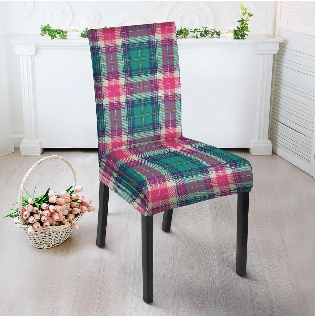 Pink Teal Plaid Tartan Chair Cover-grizzshop