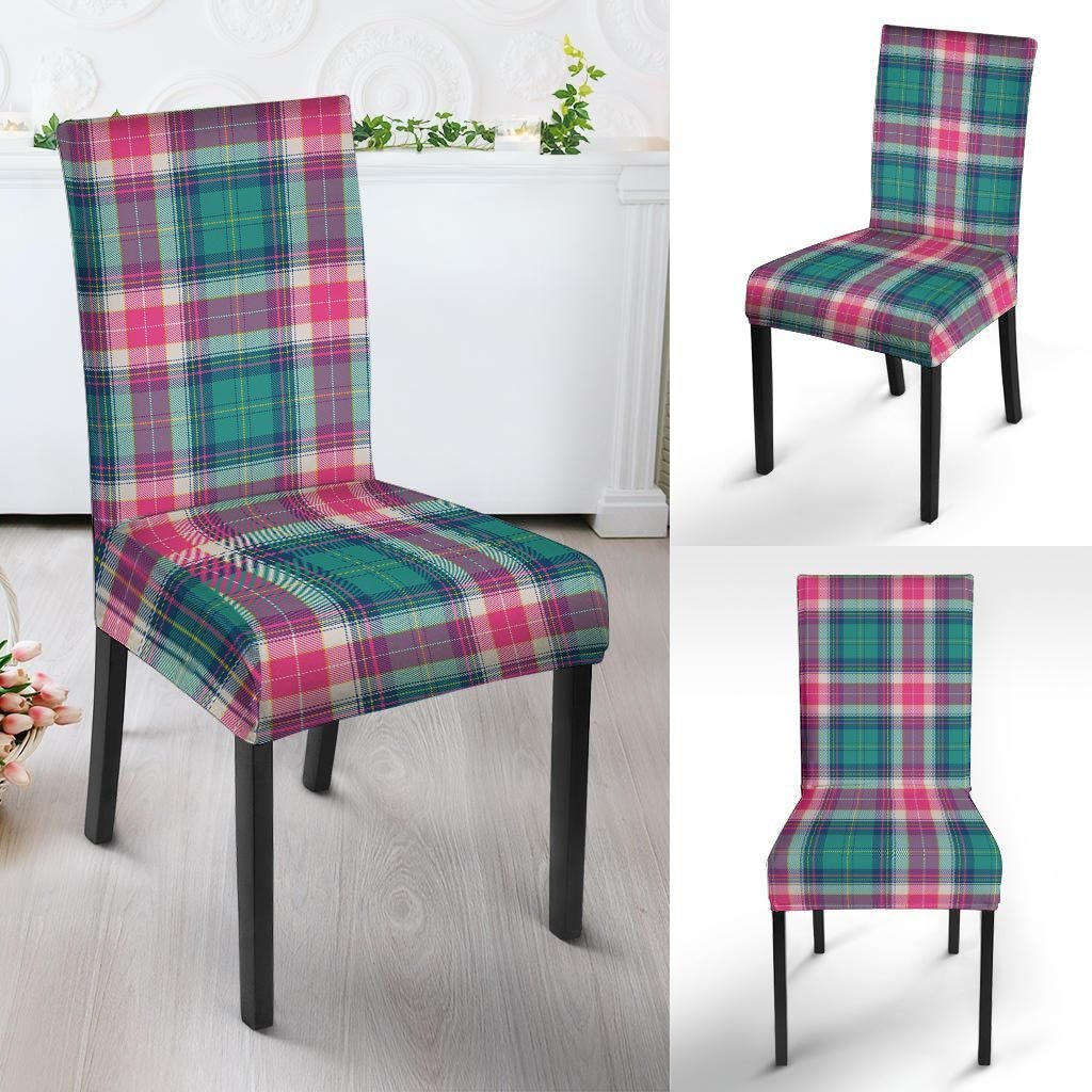 Pink Teal Plaid Tartan Chair Cover-grizzshop