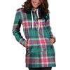 Pink Teal Plaid Tartan Hoodie Dress-grizzshop