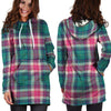 Pink Teal Plaid Tartan Hoodie Dress-grizzshop