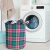 Pink Teal Plaid Tartan Laundry Basket-grizzshop