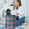 Pink Teal Plaid Tartan Laundry Basket-grizzshop