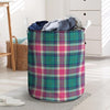 Pink Teal Plaid Tartan Laundry Basket-grizzshop