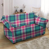 Pink Teal Plaid Tartan Loveseat Cover-grizzshop