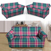 Pink Teal Plaid Tartan Loveseat Cover-grizzshop