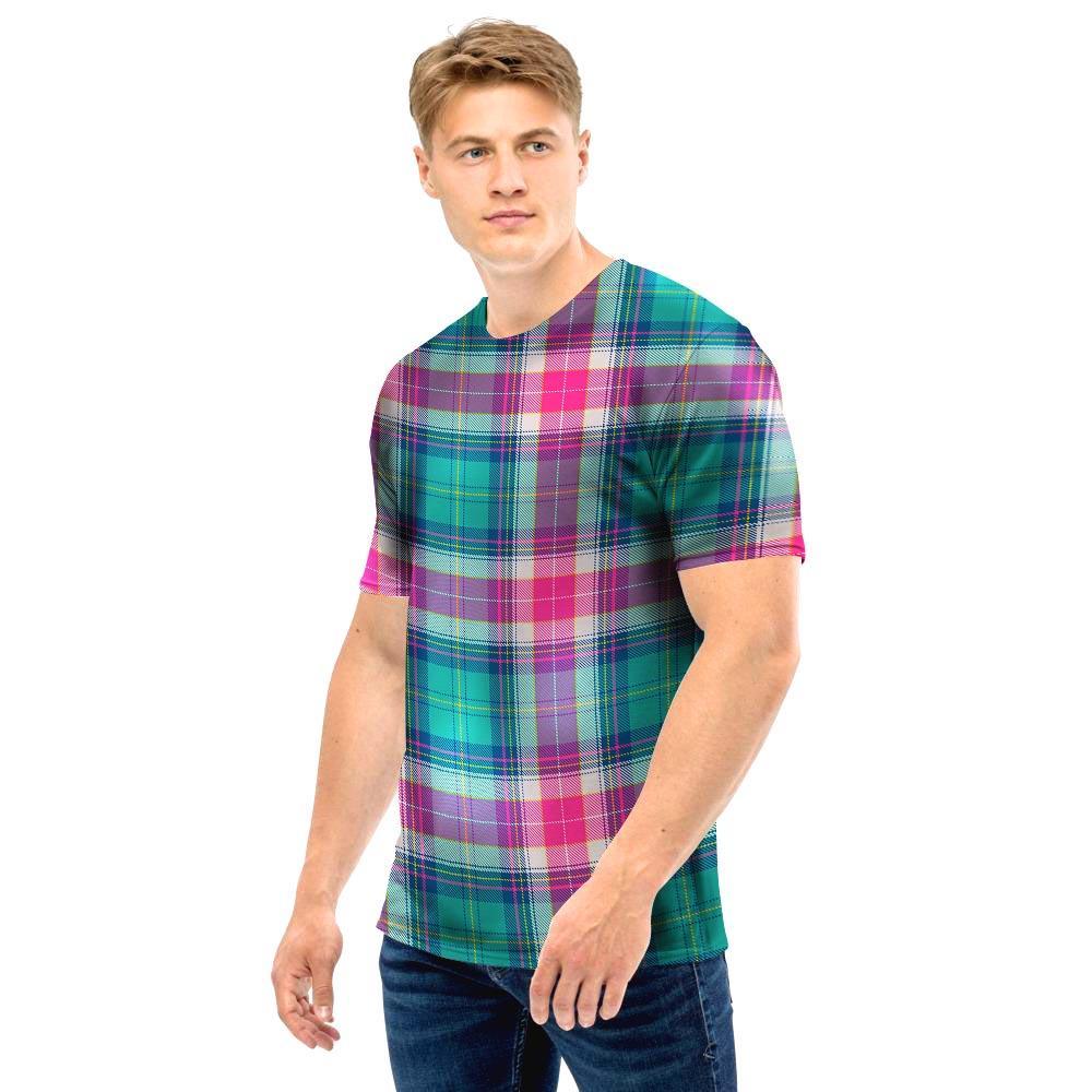 Pink Teal Plaid Tartan Men T Shirt-grizzshop