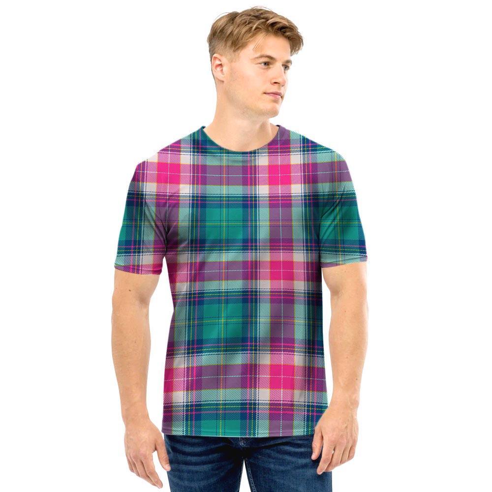 Pink Teal Plaid Tartan Men T Shirt-grizzshop