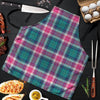 Pink Teal Plaid Tartan Men's Apron-grizzshop