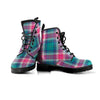 Pink Teal Plaid Tartan Men's Boots-grizzshop