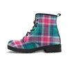 Pink Teal Plaid Tartan Men's Boots-grizzshop