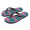 Pink Teal Plaid Tartan Men's Flip Flops-grizzshop