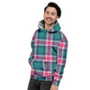 Pink Teal Plaid Tartan Men's Hoodie-grizzshop