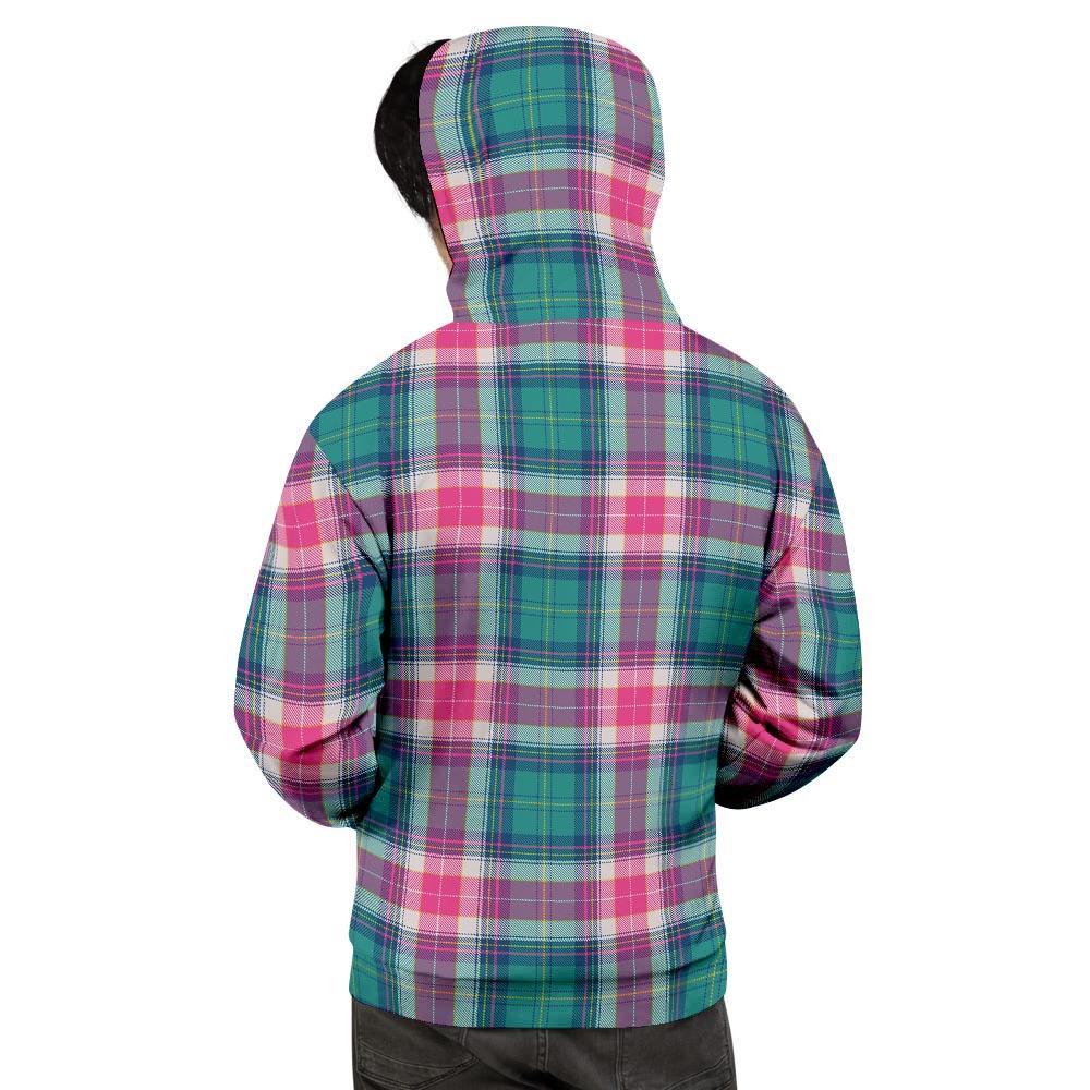 Pink Teal Plaid Tartan Men's Hoodie-grizzshop