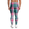 Pink Teal Plaid Tartan Men's Leggings-grizzshop