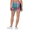 Pink Teal Plaid Tartan Mini Skirt-grizzshop