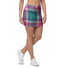 Pink Teal Plaid Tartan Mini Skirt-grizzshop